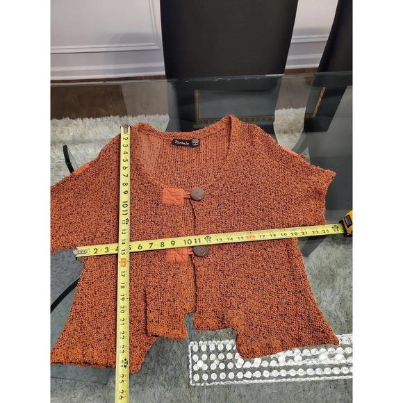 Frazzle Women Brown Cotton Half Sleeve Buttons Front Casual Knit Sweater Size L - Picture 13 of 14